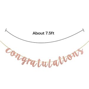 Talorine Glitter Congratulations Banner for Happy Wedding, Anniversary, Graduation, Retirement Birthday Girl's Theme Party Decorations Supplies Rose Gold