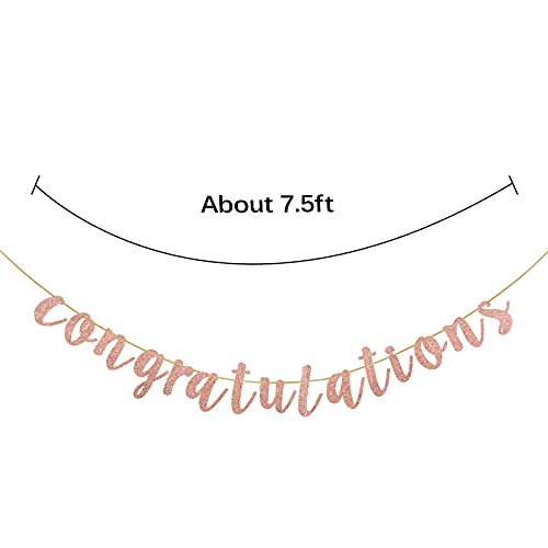 Talorine Glitter Congratulations Banner for Happy Wedding, Anniversary, Graduation, Retirement Birthday Girl's Theme Party Decorations Supplies Rose Gold