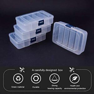 PH PandaHall Organizer Box with Dividers, 4 Pack 5 Grids 5.5x3.5x1.3" Jewelry Dividers Box Organizer Clear Plastic Bead Case Storage Sorting Container for Beads Jewelry Nail Art Lipstick Crayon Small Items Craft Findings