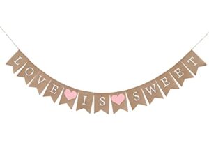love is sweet burlap banner – love is sweet decorations, sweets burlap banner,baby shower,photo decoration props, rustic wedding bridal shower decor