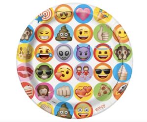 round dinner paper plates – 9″, celebration emoji, 8 pcs