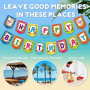 3 Pieces Hawaiian Party Decoration Hawaiian Happy Birthday Banner Pennant Hawaiian Bunting Banners Tropical Party Decorations for Summer Luau Tiki Beach Party Birthday Baby Shower