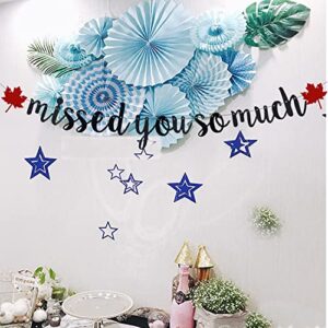 QWLQIAO We Will Miss You Banner Decorations Missed You So Much Banner, Black Glitter Welcome Back Sign Family Party Supplies ,Deployment Returning Military Army Homecoming Party