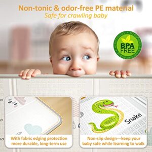 Pufeng Baby Play Mat 79" X 59", Reversible Foldable Baby Playmat, Waterproof Anti-Slip Foam Floor Playmat Non-Toxic Portable Baby Crawling Mat for Infants, Toddler, Kids, Indoor Outdoor Use