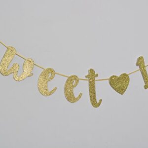 Sweet 16 Birthday Banner Glitter Sixteen Decoration 16th Birthday Pre-Strung Party Decor Supplies Cursive Bunting Photo Booth Props Sign Gold