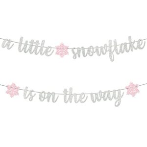 mz.ogm a little snowflake is on the way baby shower banner winter wonderland decorations winter baby shower decorations for girl winter gender reveal decorations