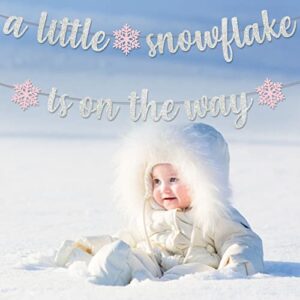 MZ.ogm A Little Snowflake is On The Way Baby Shower Banner Winter Wonderland Decorations Winter Baby Shower Decorations for Girl Winter Gender Reveal decorations