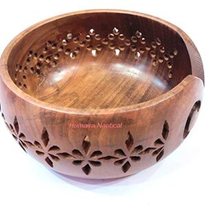 humaira nauticals vintage rosewood handmade wooden yarn bowl | knitting bowls | crochet 6″x 3″