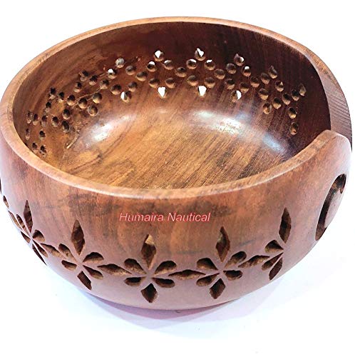 Humaira Nauticals Vintage Rosewood Handmade Wooden Yarn Bowl | Knitting Bowls | Crochet 6"x 3"