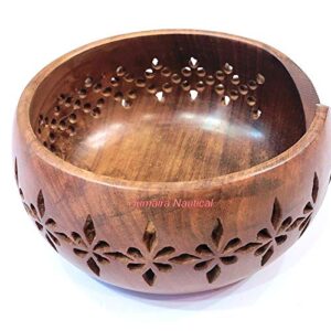 Humaira Nauticals Vintage Rosewood Handmade Wooden Yarn Bowl | Knitting Bowls | Crochet 6"x 3"