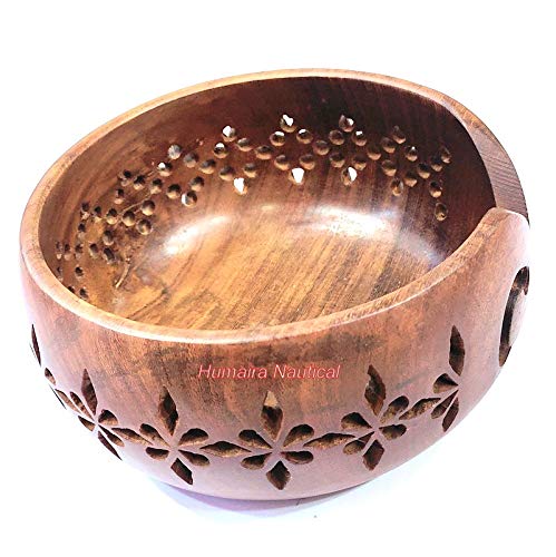 Humaira Nauticals Vintage Rosewood Handmade Wooden Yarn Bowl | Knitting Bowls | Crochet 6"x 3"