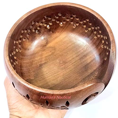 Humaira Nauticals Vintage Rosewood Handmade Wooden Yarn Bowl | Knitting Bowls | Crochet 6"x 3"