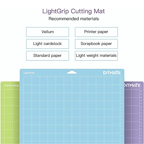 Cutting Mats for Cricut, DIYMATE 3 Pack 12x12 inch Light Grip Adhesive Cutting Mats for Cricut Maker 3/Maker/Explore 3/Air 2/Air/One, Quilting Cutting Mats Accessories Replacement