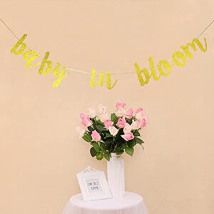 StarsGarden Gold Glitter Baby in Bloom Banner,Welcome Baby Bunting Garlands, Baby ShowerParty Decorations Supplies, blue