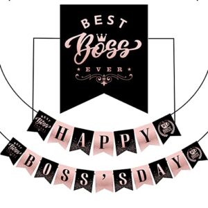 Happy Boss’s Day Banner Party Decorations Supplies - International Boss Day Hanging Banner Number 1 Boss Decoration Banner Best Boss Ever Party Decor