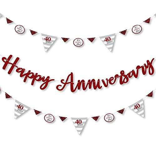 Big Dot of Happiness We Still Do - 40th Wedding Anniversary - Anniversary Party Letter Banner Decoration - 36 Banner Cutouts and Happy Anniversary Banner Letters