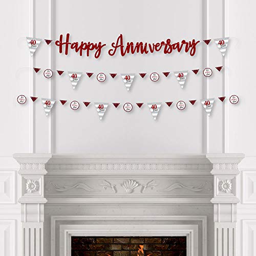 Big Dot of Happiness We Still Do - 40th Wedding Anniversary - Anniversary Party Letter Banner Decoration - 36 Banner Cutouts and Happy Anniversary Banner Letters