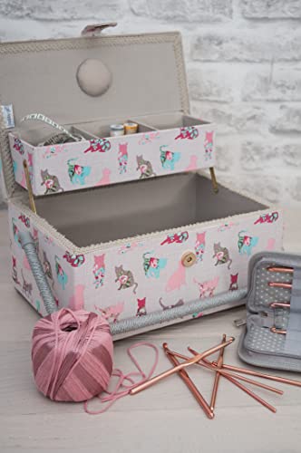 Hobby Gift Exclusive Cantilever Sewing Box, Cats
