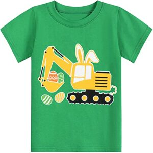 little hand easter t-shirt short sleeve excavator jersey boys shirt clothes 3-4 years