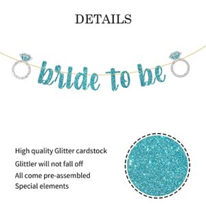 WeBenison Bride to Be Banner, Bride Shower Party Supplies, Engagement Bachelorette Wedding Party Decorations Blue Glitter