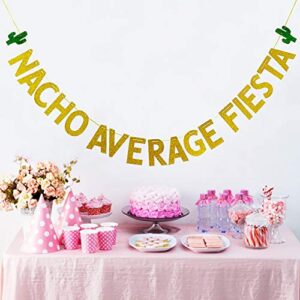 Nacho Average Fiesta Banner Garland Sign, Fiesta, Cinco De Mayo, Taco Bar, Mexican Party Decors, Birthday, Wedding, Bridal Shower, Baby Shower Party Decorations, Gold and Green Glitter