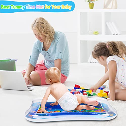 Tummy Time Water Mat Sensory Toys, Gifts for Baby, Baby Activity Center Stimulation 3 to 12 Months Baby Growth, Baby Water Play Mat for Infants and Toddlers