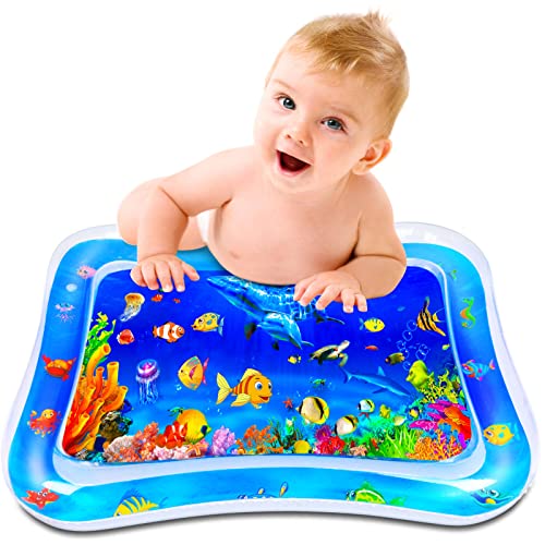 Tummy Time Water Mat Sensory Toys, Gifts for Baby, Baby Activity Center Stimulation 3 to 12 Months Baby Growth, Baby Water Play Mat for Infants and Toddlers