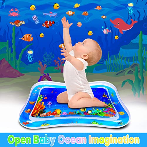 Tummy Time Water Mat Sensory Toys, Gifts for Baby, Baby Activity Center Stimulation 3 to 12 Months Baby Growth, Baby Water Play Mat for Infants and Toddlers