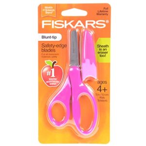 fiskars scissors blunt-tip safety-edge blades w/sheath (hot pink)