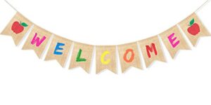 uniwish welcome banner for first day of school classroom decorations garland apple themed welcome class office photo backdrop
