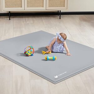 angelbliss baby playpen mat, 63″x 47″x 1.18″ self-inflating play mat for babies and toddlers, roll up & waterproof foam crawling mat for floor, portable playmat for babies with travel bag