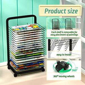 ZXMOTO Art Drying Rack Steel Drying Painting Racks Double Sided Wire Drying Shelf, 20 Shelves, 29x19x3 Inches