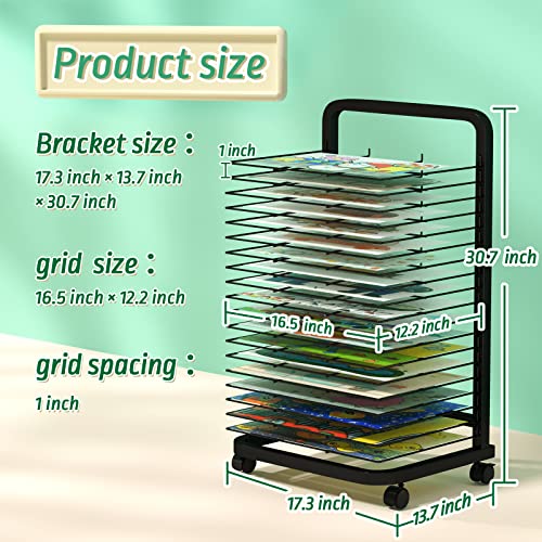 ZXMOTO Art Drying Rack Steel Drying Painting Racks Double Sided Wire Drying Shelf, 20 Shelves, 29x19x3 Inches