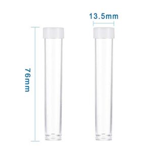 Craftdady 200Pcs Clear Plastic Tube Bead Containers Transparent Storage Test Tubes with Caps 2.99x0.53" (76x13.5mm)