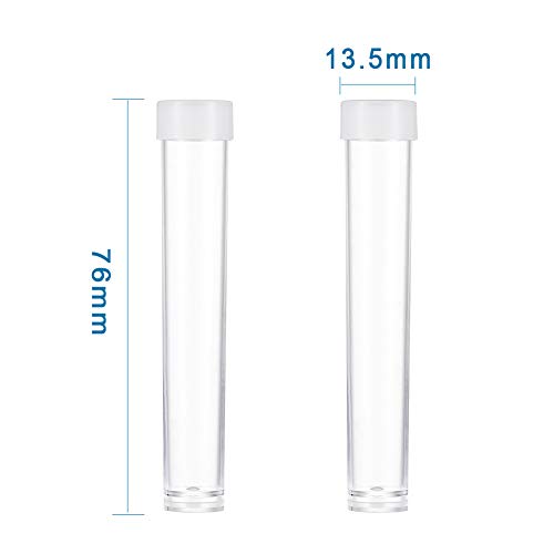 Craftdady 200Pcs Clear Plastic Tube Bead Containers Transparent Storage Test Tubes with Caps 2.99x0.53" (76x13.5mm)