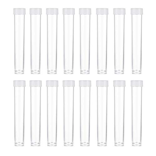 Craftdady 200Pcs Clear Plastic Tube Bead Containers Transparent Storage Test Tubes with Caps 2.99x0.53" (76x13.5mm)