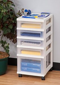 iris usa mc-341-ns storage drawer cart, 5 wht clr, white
