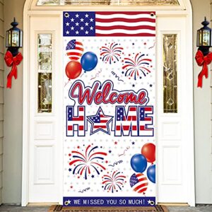 welcome home door banner decorations, patriotic party deployment returning door cover sign supplies, military army homecoming party door backdrop décor