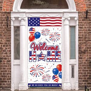 Welcome Home Door Banner Decorations, Patriotic Party Deployment Returning Door Cover Sign Supplies, Military Army Homecoming Party Door Backdrop Décor