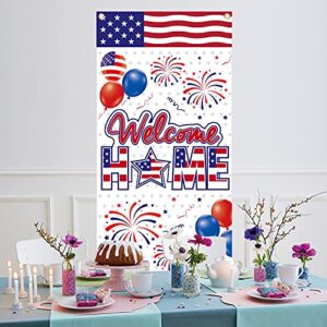 Welcome Home Door Banner Decorations, Patriotic Party Deployment Returning Door Cover Sign Supplies, Military Army Homecoming Party Door Backdrop Décor