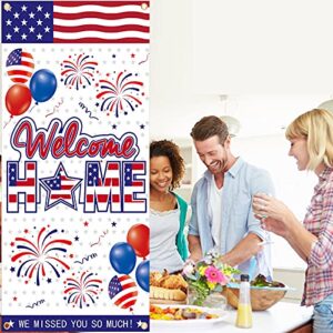 Welcome Home Door Banner Decorations, Patriotic Party Deployment Returning Door Cover Sign Supplies, Military Army Homecoming Party Door Backdrop Décor