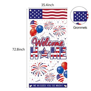 Welcome Home Door Banner Decorations, Patriotic Party Deployment Returning Door Cover Sign Supplies, Military Army Homecoming Party Door Backdrop Décor