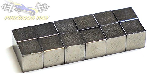 Pinewood Pro Derby Car Weights Tungsten Cubes 2oz Total Weight, Twelve Cubed Weights for Highest Speed to Make Fastest Pinewood Derby Car