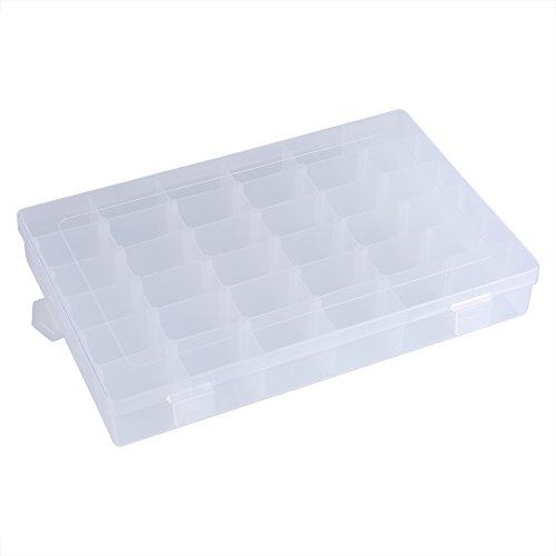 Yosoo Transparent Plastic Organizer Container, Adjustable Divider Removable Storage Box for Sorting Earrings Rings Beads Jewellery (36 Grid)