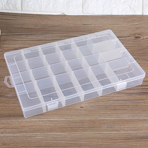 Yosoo Transparent Plastic Organizer Container, Adjustable Divider Removable Storage Box for Sorting Earrings Rings Beads Jewellery (36 Grid)