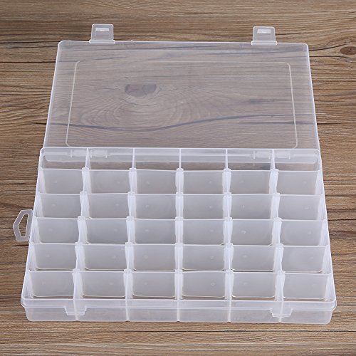 Yosoo Transparent Plastic Organizer Container, Adjustable Divider Removable Storage Box for Sorting Earrings Rings Beads Jewellery (36 Grid)