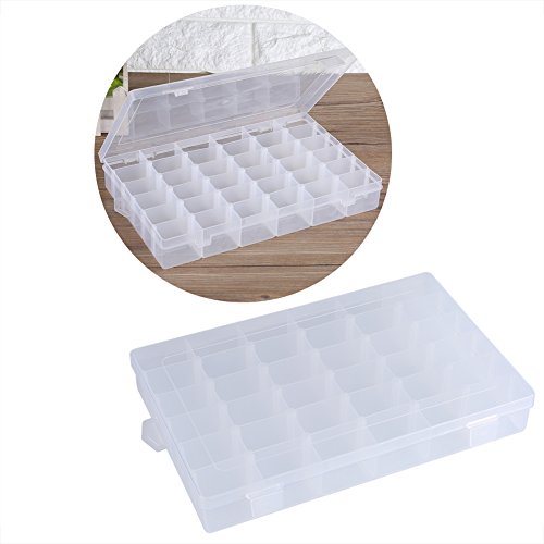 Yosoo Transparent Plastic Organizer Container, Adjustable Divider Removable Storage Box for Sorting Earrings Rings Beads Jewellery (36 Grid)