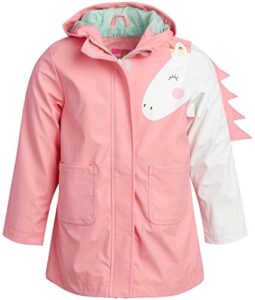 pink platinum girls’ jacket – lightweight waterproof raincoat with polar fleece lined hood, size 6x, soft coral