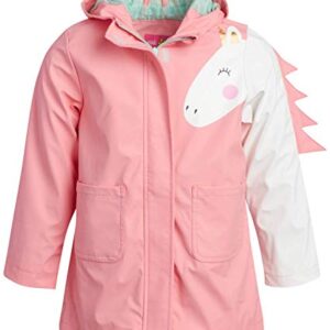 Pink Platinum Girls' Jacket - Lightweight Waterproof Raincoat with Polar Fleece Lined Hood, Size 6X, Soft Coral