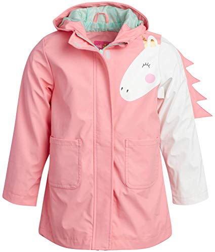 Pink Platinum Girls' Jacket - Lightweight Waterproof Raincoat with Polar Fleece Lined Hood, Size 6X, Soft Coral